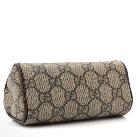 🍓GUCCI Strawberry GG Supreme Mini Barrel Bag Gold Chain Strap Strawberry Charm - Picture 3 of 8